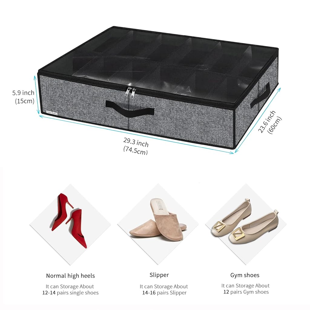 HASTHIP® Large Underbed Closet Shoes Box Container Bag with Clear Cover HASTHIP® Large Underbed Closet Shoes Box Container Bag with Clear Cover